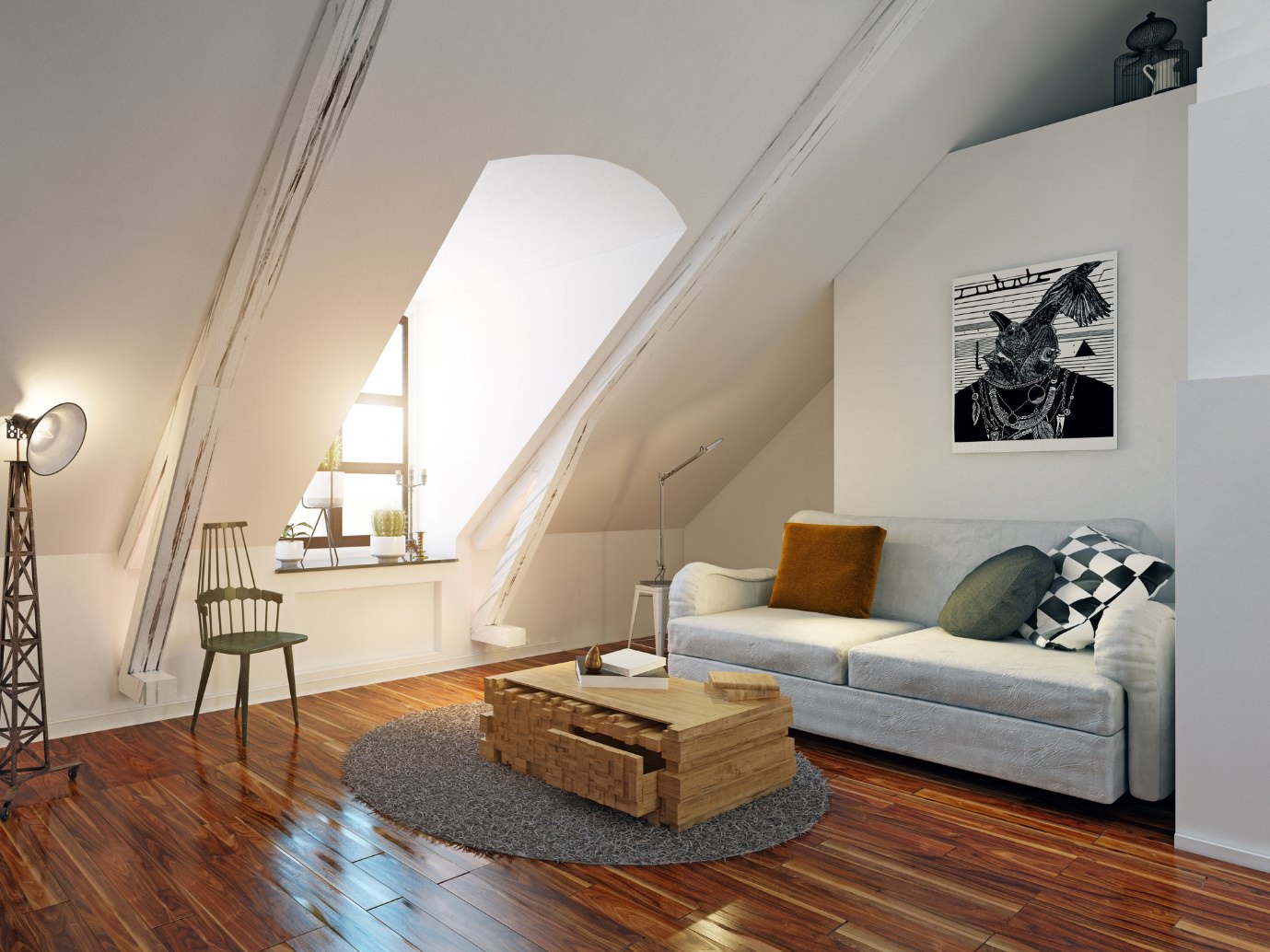 Beautifully decorated attic