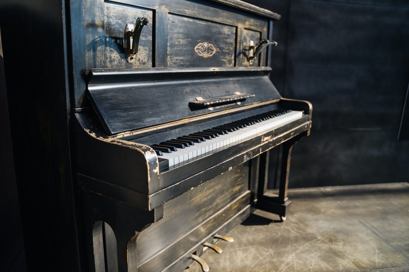 Close up of beautiful old piano